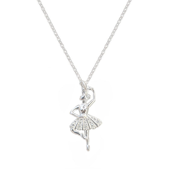 CZ Ballerina Necklace Silver