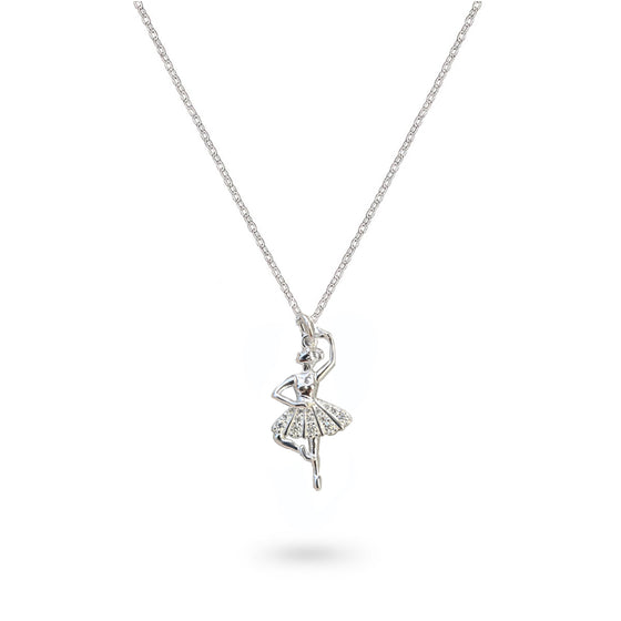 CZ Ballerina Necklace Silver